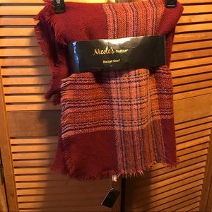 Nicole’s Boutique Maroon Plaid Blanket Scarf